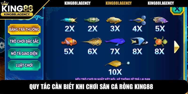 Quy tắc cần biết khi chơi săn cá rồng King88
